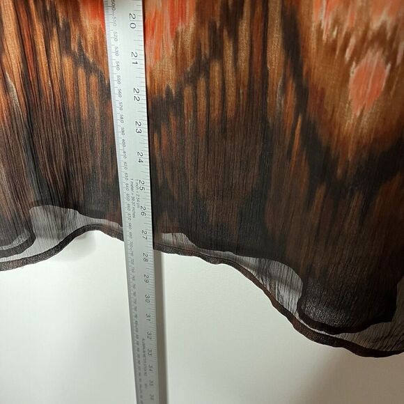 Chicos Top Womens Large Orange Sheer Beaded Chiffon 3/4 Sleeve Shirt Flowy Boho - Picture 4 of 11